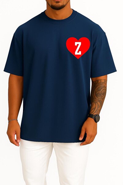 Bahriyeli Collection oversized Unisex T-Shirt με σχέδιο τσέπης με γράμμα Z στην καρδιά