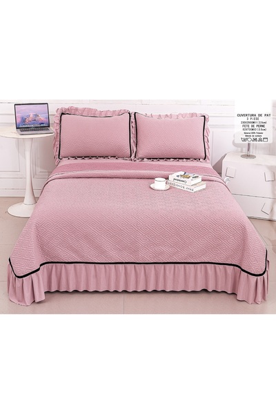 CHIRASO CHIRASO Bedspread Set, VELVET, with Ruffles, 3 Pieces, 230x250 cm, 2 Pillowcases 52x72 cm, UNI