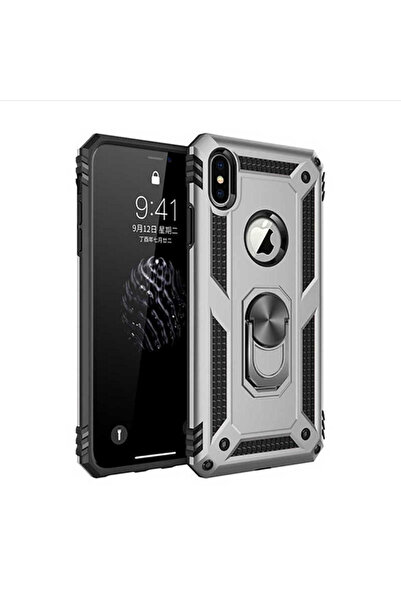 Apple iPhone X Case Hard Army Tank Multilayer PC Holder Stand with Ring