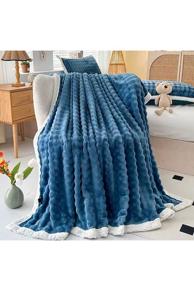 CHIRASO CHIRASO blanket, fluffy Cocolino, with fur edge, plush microfiber, 200x230 cm, UNI