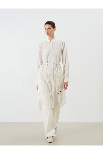 LC Waikiki New Season Linen Blend Oversize Women's Shirt Tunic - S5Nd25Z8
