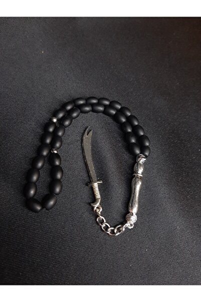 MRYart سبحة حجر العقيق الأسود غير اللامع