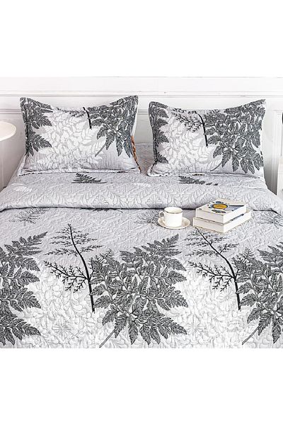 CHIRASO Microfiber Quilted Duvet Set, 2-Sided, 3-Piece, Duvet Cover 220x240cm, 2 Pillowcases