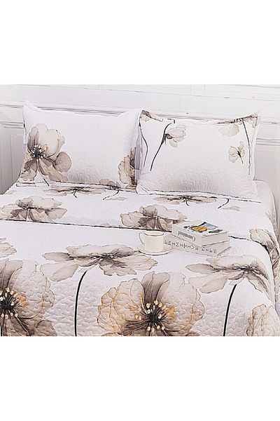 CHIRASO Microfiber Quilted Duvet Set, 2-Sided, 3-Piece, Duvet Cover 220x240cm, 2 Pillowcases