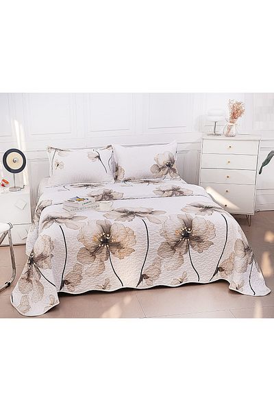 CHIRASO Microfiber Quilted Duvet Set, 2-Sided, 3-Piece, Duvet Cover 220x240cm, 2 Pillowcases