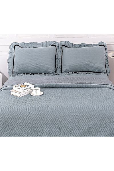 CHIRASO CHIRASO Bedspread Set, VELVET, with Ruffles, 3 Pieces, 230x250 cm, 2 Pillowcases 52x72 cm, UNI