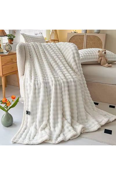 CHIRASO CHIRASO blanket, fluffy Cocolino, with fur edge, plush microfiber, 200x230 cm, UNI