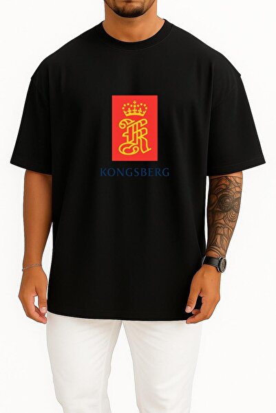 Bahriyeli Collection Oversized Unisex T-Shirt με σχέδιο Kongsberg Göğüs