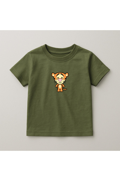 SVART WEAR Tricou Winnie Tiger cu gât rotund, 100% bumbac, imprimat, cu mânec...