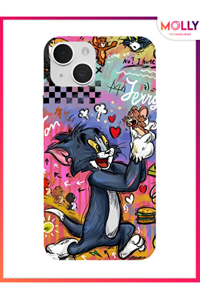 Molly iPhone 13 İçin Siyah Cheese Trouble Desenli Silikon Kılıf