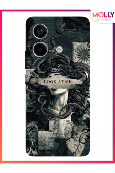 Molly Xiaomi Redmi Note 13 Pro 5G İçin Siyah Medusa's Gaze Desenli Silikon Kılıf