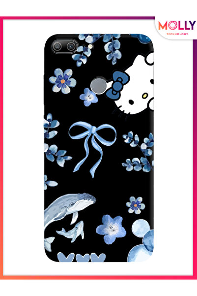 Molly Honor 9 Lite İçin Siyah Blue Flow Kitty Desenli Silikon Kılıf