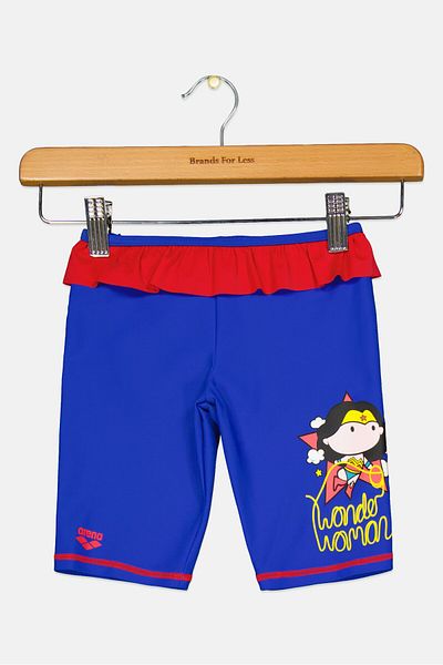 ARENA Kids Girl Graphic Print Pull On Swim Shorts, Blue