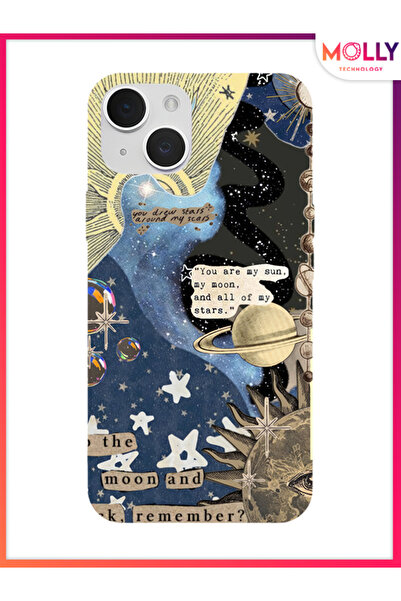 Molly iPhone 13 İçin Siyah Starry Promises Desenli Silikon Kılıf