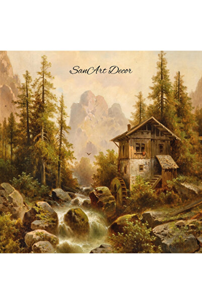 Sanart Vintage Painting with Frame, Oil Paint Print Painting, Framed Painting, Artistic Decor, Landscape Painting