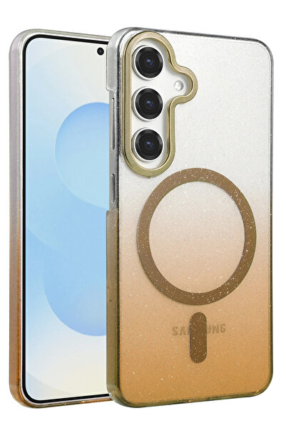 NewFace غطاء ماج سيف لامع لهاتف سامسونج جالاكسي S23 FE - لون صحراوي تيتانيوم ...