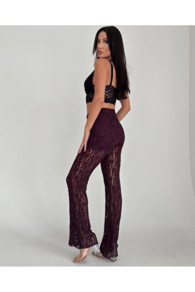 Nura Francy KADIN DANTELLİ İÇ ŞORTLU mürdüm PANTOLON