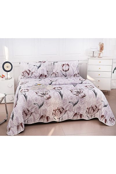 CHIRASO Microfiber Quilted Duvet Set, 2-Sided, 3-Piece, Duvet Cover 220x240cm, 2 Pillowcases