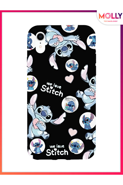 Molly iPhone XR İçin Siyah We Love Stitch Desenli Silikon Kılıf