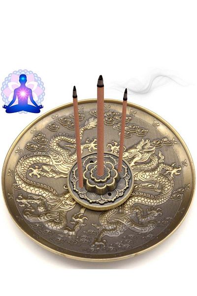 Generic SYOSI Incense Stick Holder Brass Burner Bowl Handicraft with Ash Catcher for Yoga Home Office Fragr