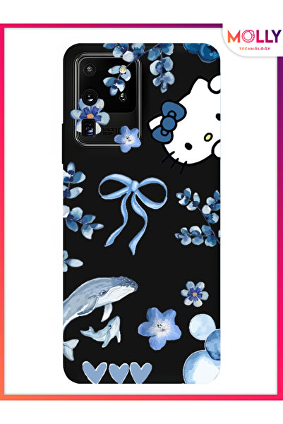 Molly Samsung Galaxy S20 Ultra İçin Siyah Blue Flow Kitty Desenli Silikon Kılıf