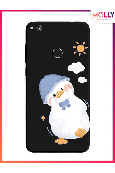 Molly Huawei P 9 Lite 2017 İçin Siyah Sunny Duck Desenli Silikon Kılıf