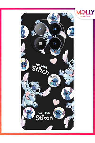 Molly Xiaomi Redmi 14 Pro Plus İçin Siyah We Love Stitch Desenli Silikon Kılıf