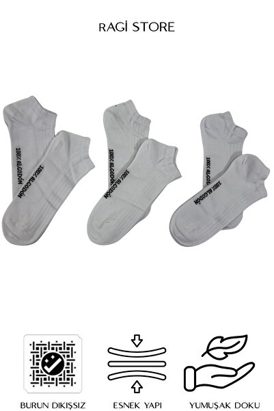 ragistore Pachet de 6 bumbac 100% Ciorapi pentru bărbați, uni, albi, fără cus...