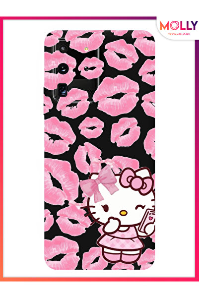 Molly Samsung Galaxy S20 Ultra İçin Siyah Pink Kiss Kitty Desenli Silikon Kılıf
