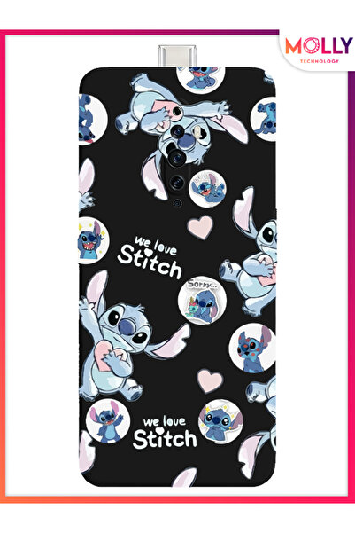 Molly Oppo Reno 2Z İçin Siyah We Love Stitch Desenli Silikon Kılıf