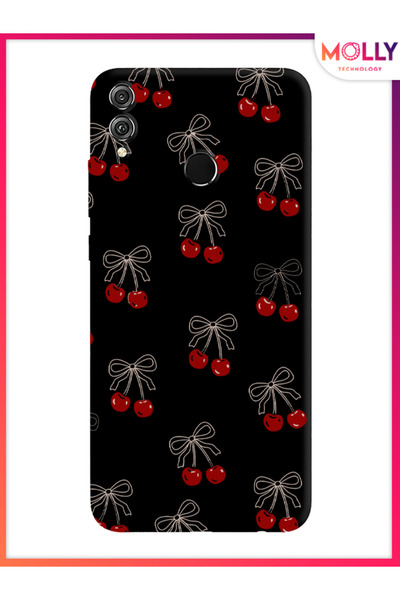 Molly Honor 8X İçin Siyah Cherry Desenli Silikon Kılıf