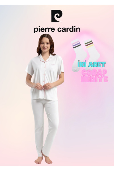 Pierre Cardin Women's Clothing Cotton Modal Short Sleeve Shirt Pajamas Set (2 Gift Socks) Ol.Pc.7715.001