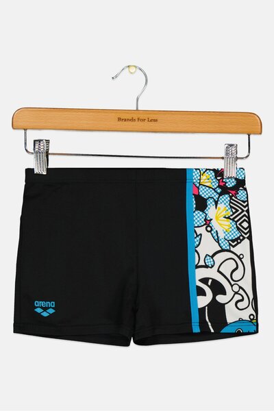 ARENA Kids Boy Brand Logo Manga Panel Swim Shorts, Black