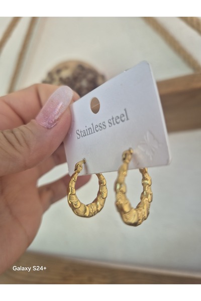 Pinkimaj Steel Hoop Earrings Models Medium Thick Bamboo Style Models Latest Quantities