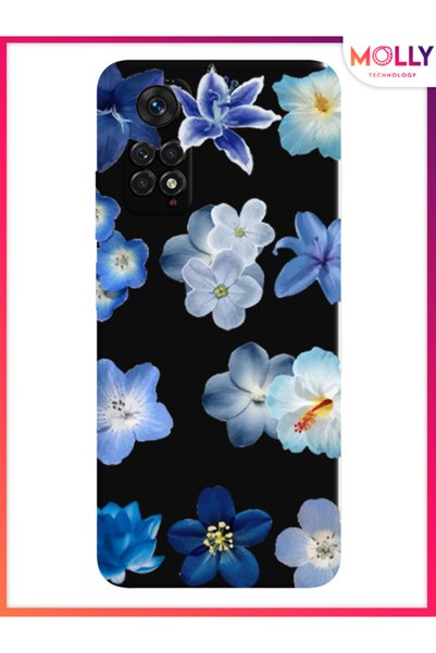 Molly حافظة سيليكون بنمط بتلات أزور سوداء لهاتف Xiaomi Redmi Note 11 Pro