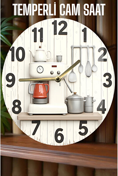 kutuTR Mutfaklara şıklık ve işlevsellik katan 3D Görünümlü Temperli Cam Saat – 33 cm CSDW230