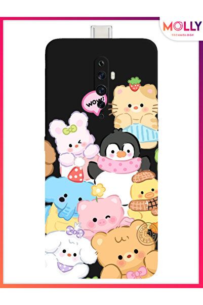 Molly Oppo Reno 2Z İçin Siyah Cuddle Crew Desenli Silikon Kılıf