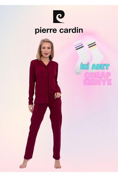 Pierre Cardin Women's Clothing Cotton Modal Long Sleeve Shirt Pajamas Set (2 Gift Socks) Ol.Pc.7717.001