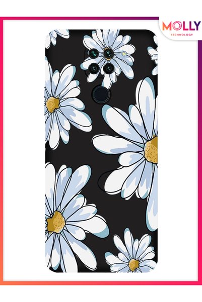 Molly حافظة سيليكون بنمط بتلات ناعمة باللون الأسود لهاتف Xiaomi Redmi Note 9