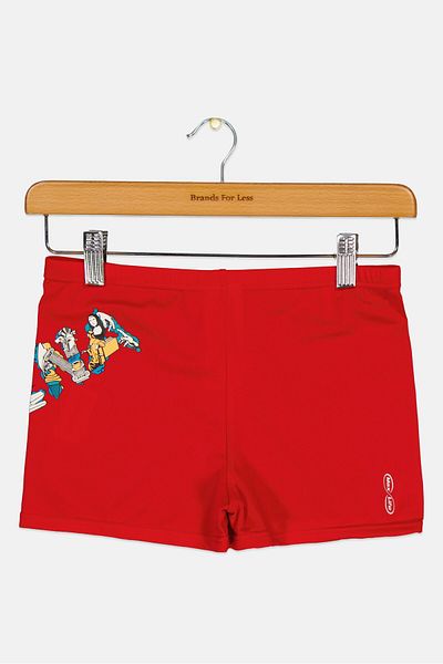 ARENA Kids Boy Graphic Print Swim Trunks, Red
