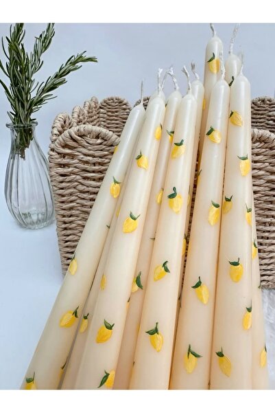 DİEMRE HOME Şamdan Mum Limon Desenli Dekoratif Mum 1 Adet One Size
