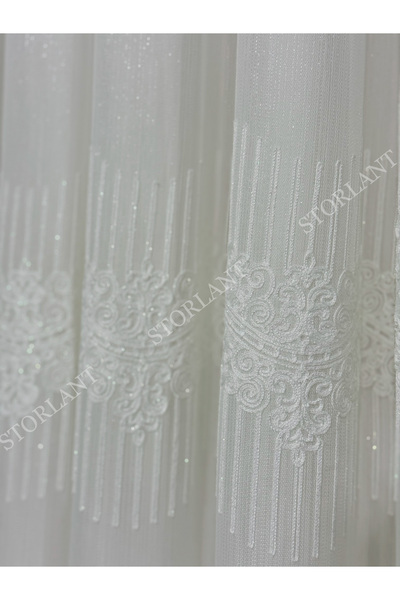 Storlant Lina Premium Bamboo Cream Tulle Curtain |   Heavy Weight, 1/3 Tight Pleats, No Ironing Required