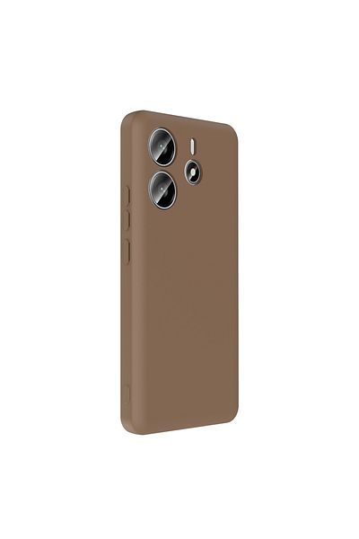 MRCİLETİSİM Xiaomi Redmi Note 14 4g Case with Hidden Card Holder Compartment Colorful Silicone Brown Cover Vitra