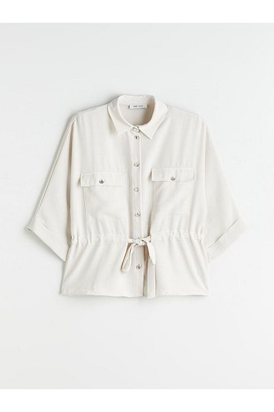 LC Waikiki New Season Oversized Women's Shirt with Lattice - S5Rp25Z8
