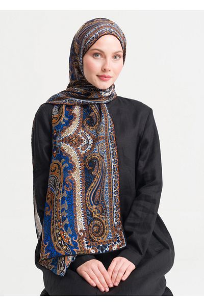 Armağan 11512 Ethnic Patterned Wool Silk Shawl V8