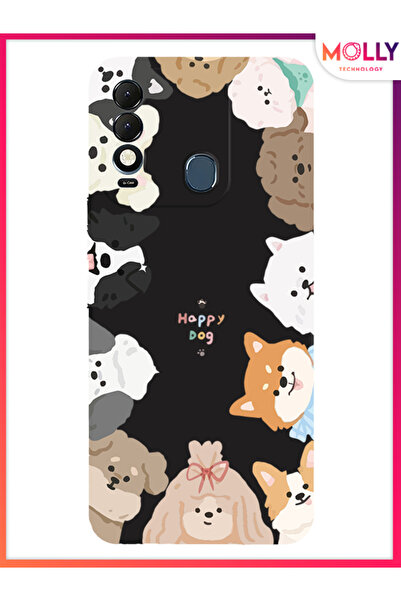 Molly Tecno Spark 8T İçin Siyah Woof Wonderland Desenli Silikon Kılıf