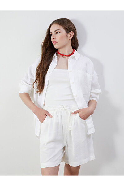 LC Waikiki Rmz Gi̇yi̇m Farkiyla 100% Linen Loose Fit Women's Shirt