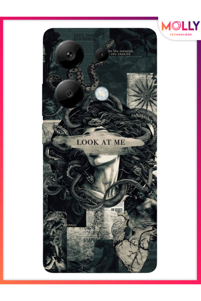 Molly Xiaomi Redmi Note 13 Pro 4G İçin Siyah Medusa's Gaze Desenli Silikon Kılıf
