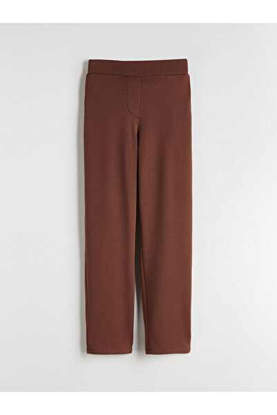 LC Waikiki Кафяви дамски панталони с ластик в талията