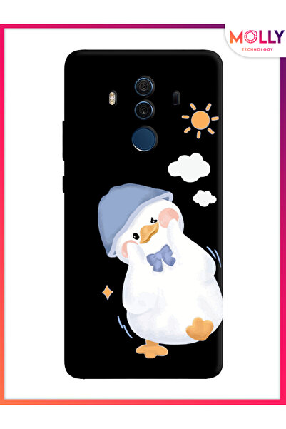Molly Huawei Mate 10 Pro İçin Siyah Sunny Duck Desenli Silikon Kılıf